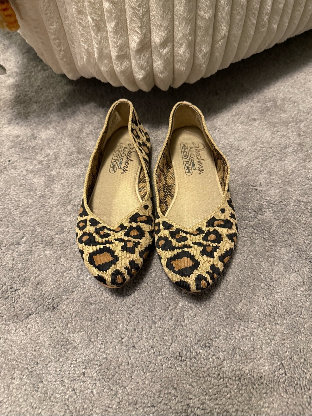Skechers Women's Leopard Knit Ballet Flats - Tan & Black